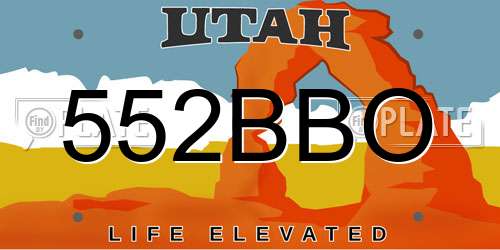 552BBO Utah License Plate