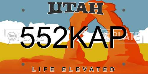 552KAP Utah License Plate