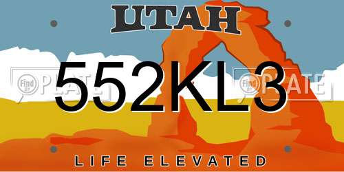 552KL3 Utah License Plate