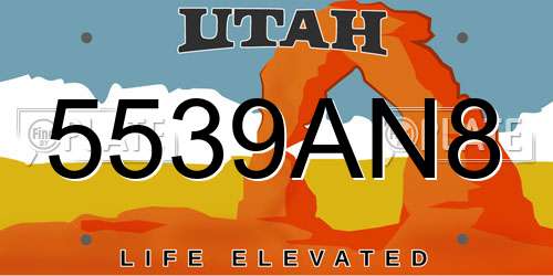 5539AN8 Utah License Plate