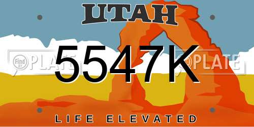 5547K Utah License Plate