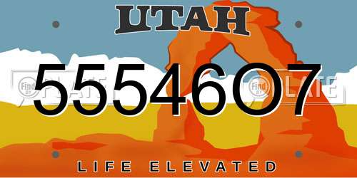 55546O7 Utah License Plate