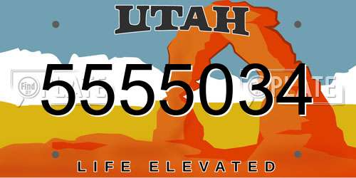 5555034 Utah License Plate