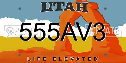 555AV3 Utah License Plate