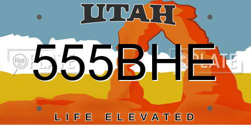 555BHE Utah License Plate