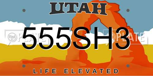 555SH3 Utah License Plate