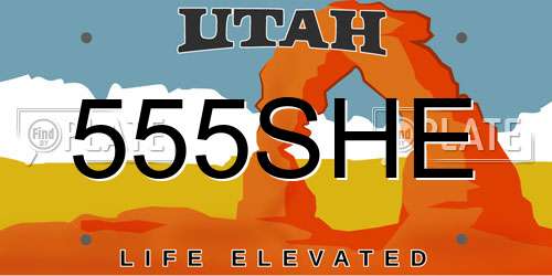 555SHE Utah License Plate