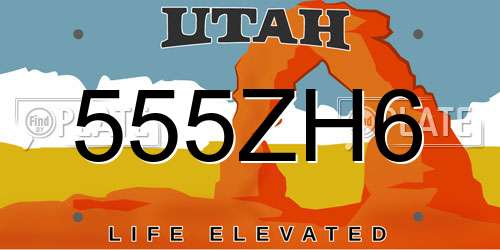 555ZH6 Utah License Plate