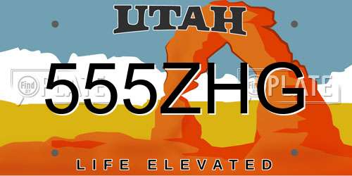 555ZHG Utah License Plate