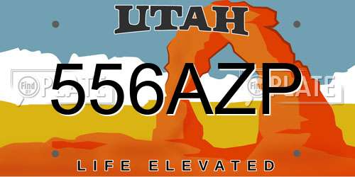 556AZP Utah License Plate