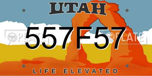 557F57 Utah License Plate