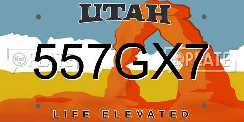 557GX7 Utah License Plate