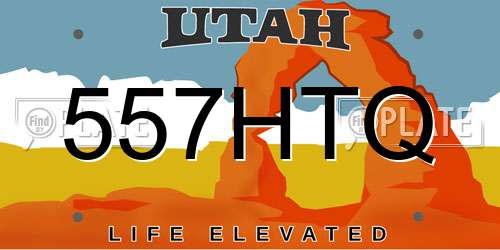 557HTQ Utah License Plate