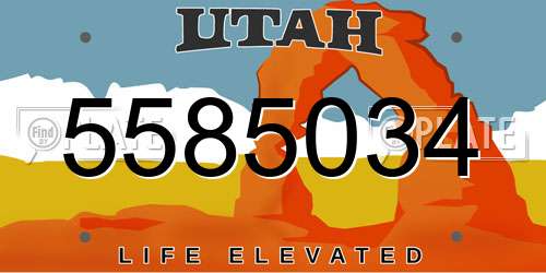 5585034 Utah License Plate