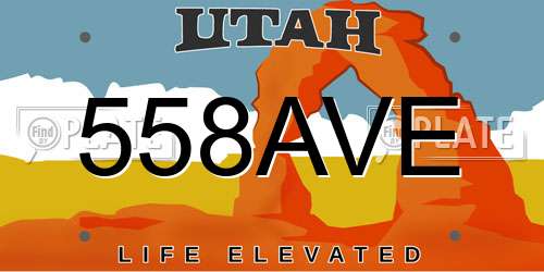 558AVE Utah License Plate