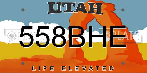 558BHE Utah License Plate