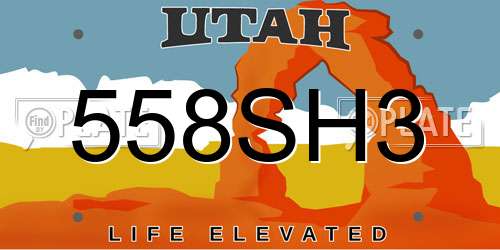 558SH3 Utah License Plate