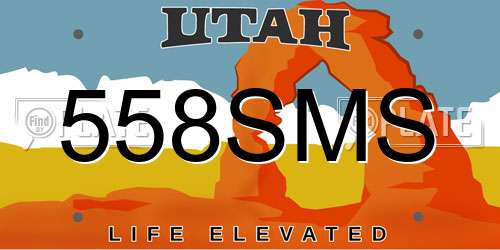 558SMS Utah License Plate