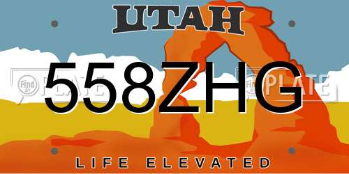 558ZHG Utah License Plate