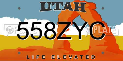 558ZYC Utah License Plate
