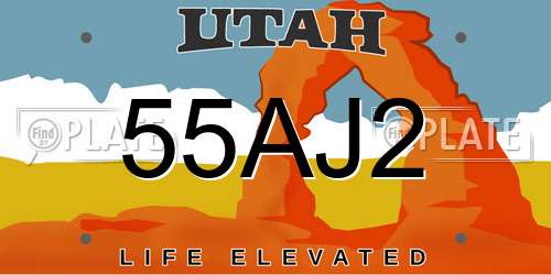 55AJ2 Utah License Plate