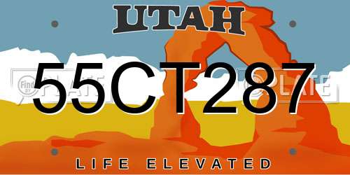 55CT287 Utah License Plate