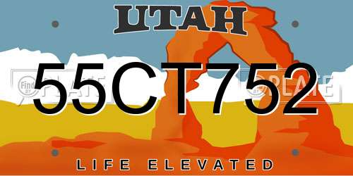 55CT752 Utah License Plate