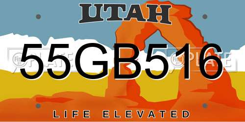 55GB516 Utah License Plate