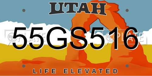 55GS516 Utah License Plate