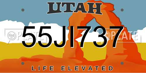 55JI737 Utah License Plate