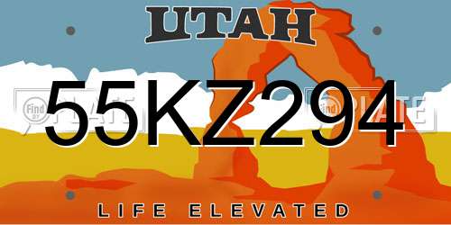 55KZ294 Utah License Plate