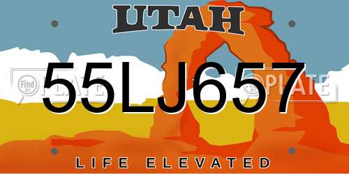 55LJ657 Utah License Plate