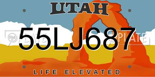 55LJ687 Utah License Plate