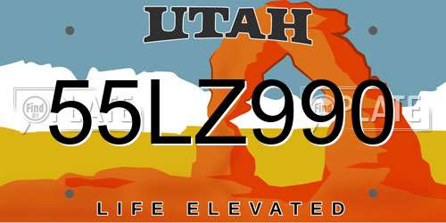 55LZ990 Utah License Plate
