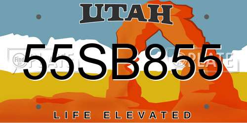 55SB855 Utah License Plate