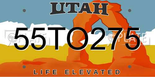 55TO275 Utah License Plate