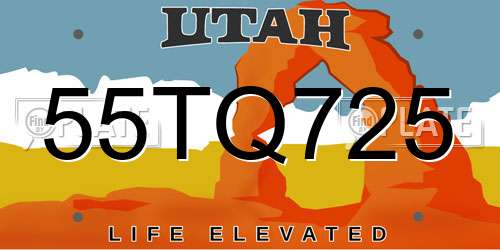55TQ725 Utah License Plate