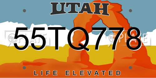 55TQ778 Utah License Plate