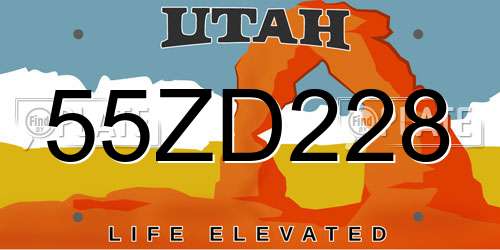 55ZD228 Utah License Plate
