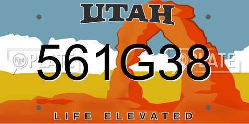 561G38 Utah License Plate