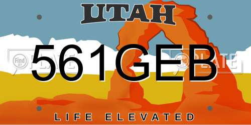561GEB Utah License Plate