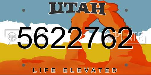 5622762 Utah License Plate
