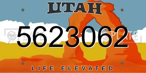 5623062 Utah License Plate