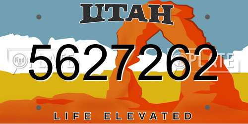 5627262 Utah License Plate