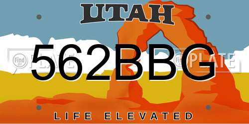 562BBG Utah License Plate