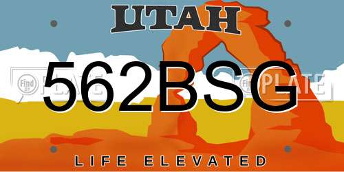 562BSG Utah License Plate