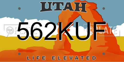 562KUF Utah License Plate