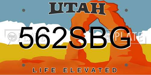 562SBG Utah License Plate