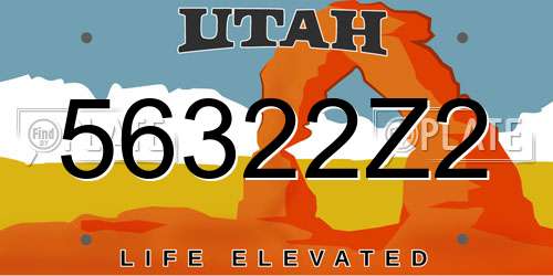 56322Z2 Utah License Plate