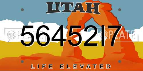 56452I7 Utah License Plate